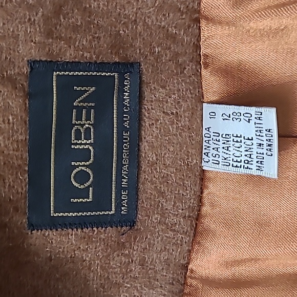 Vintage Louben camel coloured coat with faux mink fur collar, size 10 - Picture 5 of 6